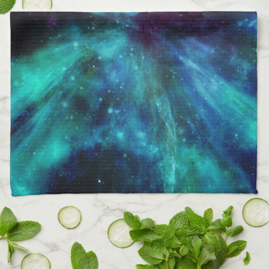 Turquoise Nebula Theedoek (Gevouwen)