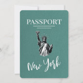 Turquoise New York City Passport Wedding Kaart (Achterkant)