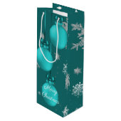 Turquoise Noël Ornements Vin Sac cadeau (Devant Angle)