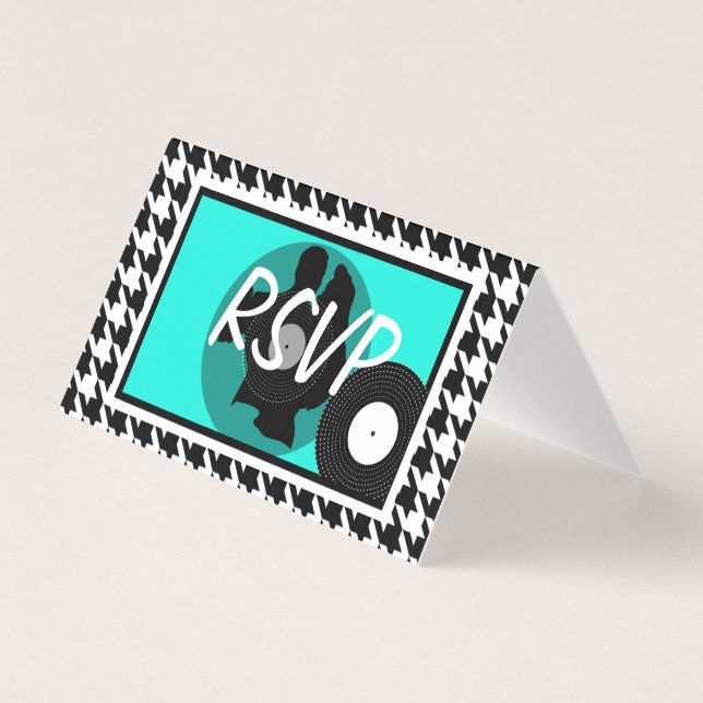 Turquoise, noir & blanc à damiers thème des années (Front)