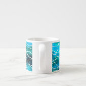 Turquoise, Noir, Blanc 'Vagues' Espresso Mug (Dos)