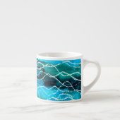 Turquoise, Noir, Blanc 'Vagues' Espresso Mug (Droite)