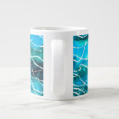 Turquoise, Noir, Blanc 'Vagues' Jumbo Mug (Dos)