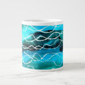 Turquoise, Noir, Blanc 'Vagues' Jumbo Mug (Devant)