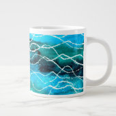 Turquoise, Noir, Blanc 'Vagues' Jumbo Mug (Droite)