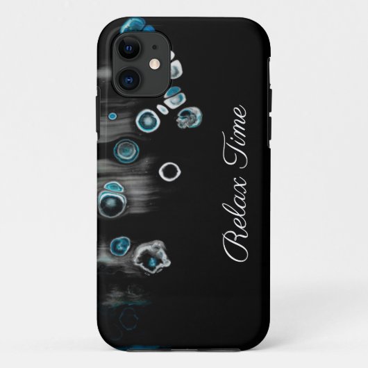 Turquoise- noir comme pierres monogramme coques ip (Dos)