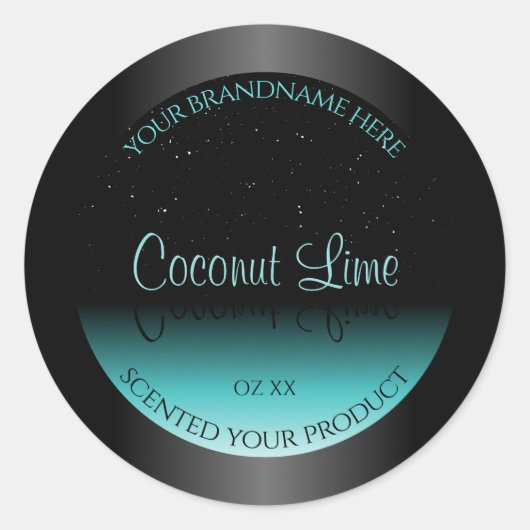 Turquoise noir moderne Ombre Étiquette de produit  (Devant)
