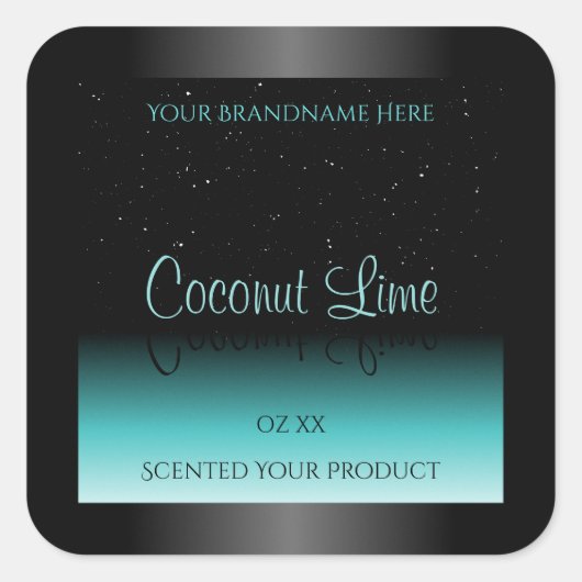 Turquoise noir moderne Ombre Étiquette de produit  (Devant)