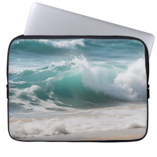 Turquoise Oceaan Golf Brekende Kust Laptop Sleeve