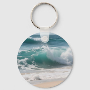 Turquoise Oceaan Golf Brekende Kust Sleutelhanger