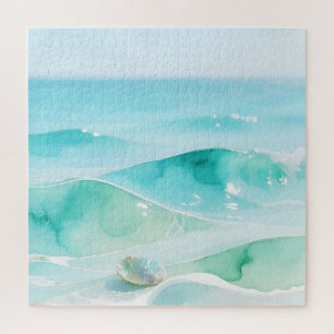 Turquoise Oceaan Golf Schelp Legpuzzel