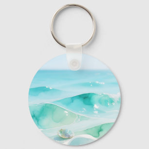 Turquoise Oceaan Golf Schelp Sleutelhanger