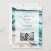 Turquoise oceaan golven kust bruiloft kaart (Voorkant)