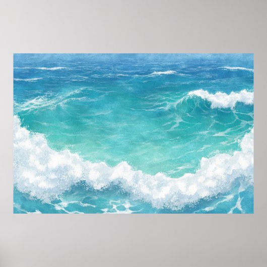 Turquoise oceaangolven poster (Voorkant)
