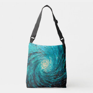Turquoise Oceaanwerveling Abstract Crossbody Tas