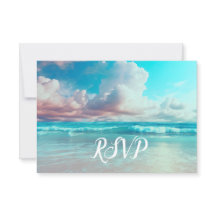 Turquoise Ocean Beach Coeur Mariage RSVP avec repa