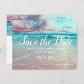 Turquoise Ocean Beach Hart Bruiloft Save the Date Briefkaart (Voorkant / Achterkant)