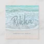 Turquoise Ocean Sandy Beach Handmade Jewelry QR Vierkante Visitekaartje (Voorkant)