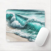 Turquoise Ocean Wave Muismat (Met muis)