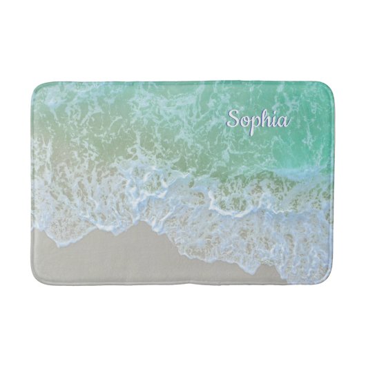 Turquoise Ocean Wave, Personalize Name of Monogram Badmat (Voorkant)