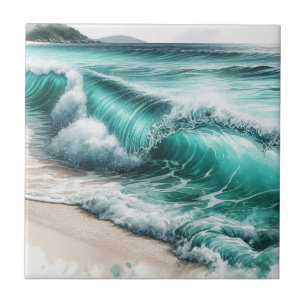 Turquoise Ocean Wave Tegeltje