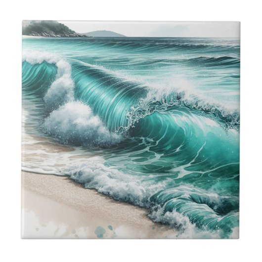 Turquoise Ocean Wave Tegeltje (Voorkant)
