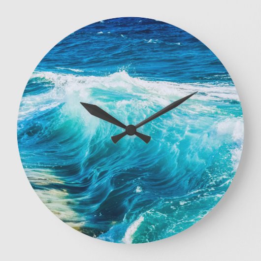 Turquoise Ocean Waves Grote Klok (Voorkant)