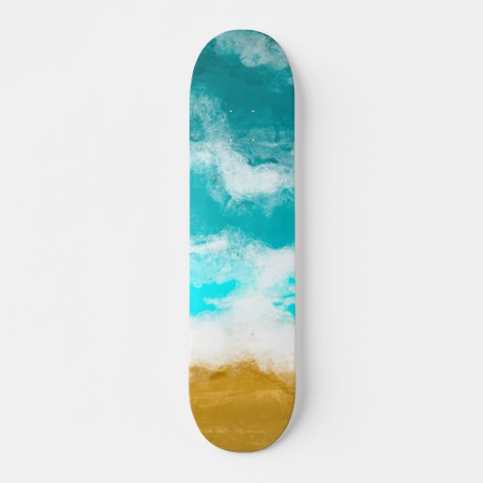 Turquoise Ocean Waves Hitting the Sand Skateboard (Voorkant)