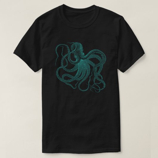 Turquoise Octopus  Illustratie T-Shirt (Design voorkant)