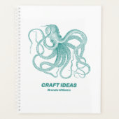 Turquoise octopus op witte achtergrond planner (Voorkant)