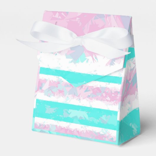 Turquoise, Off-White en Roze Stripes Favor Box Bedankdoosjes (Voorkant Zijde)