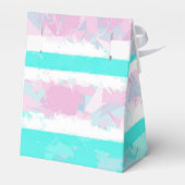 Turquoise, Off-White en Roze Stripes Favor Box Bedankdoosjes (Achterkant)