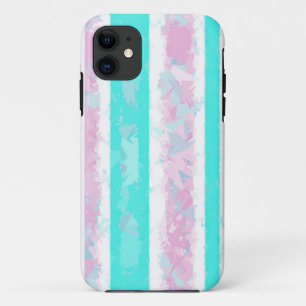 Turquoise, Off-White en Roze Stripes iPhone Case
