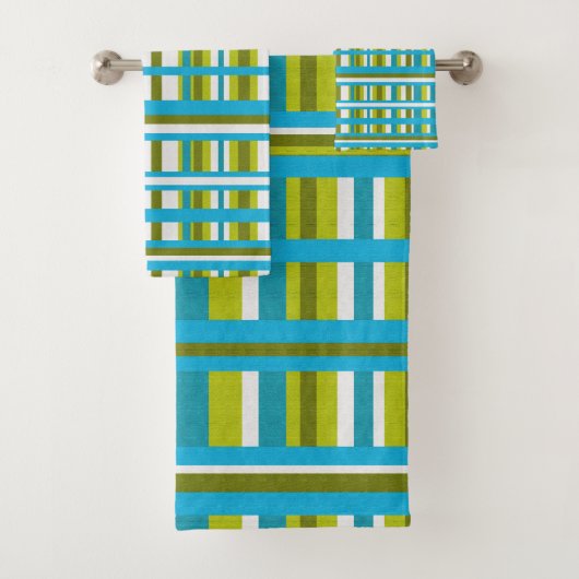 Turquoise, Olive & Lime Green Play Bad Handdoek (Insitu)