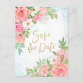 Turquoise Ombre Bloemstuk Rozen Save The Date Uitnodiging Briefkaart (Voorkant)