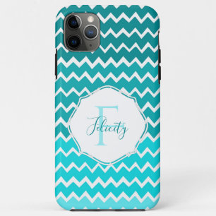 Turquoise Ombre Chevron coque iphone personnalisé