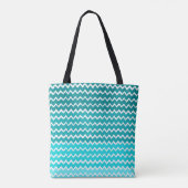Turquoise Ombre Chevron Sac fourre-tout personnali (Dos)