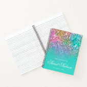 Turquoise Ombre Mermaid Glitter Sweet 16 Guestbook Notitieboek (Binnen)