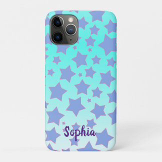 Turquoise Ombre met Star-ontwerp en persoonlijke iPhone 11 Pro Hoesje