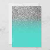 Turquoise Ombre Silver Glitter Save the Date Kaart (Achterkant)