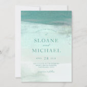 Turquoise Ombre Waterverf Wash Beach Wedding Kaart (Voorkant)