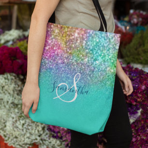 Turquoise Ombre Zeemeermin Bokeh Glitter Draagtas