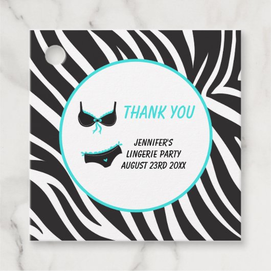 Turquoise Ondergoed Feest Bedankt Bedankjes Labels (Voorkant)