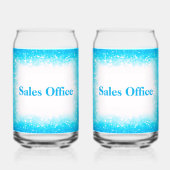 Turquoise op wit, Monogram - Glitter | Blikvorm Glas (Achterkant)