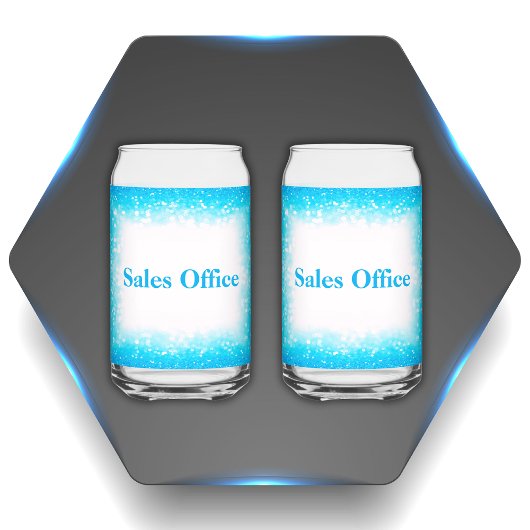 Turquoise op wit, Monogram - Glitter | Blikvorm Glas