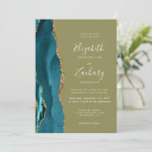 Turquoise Or Agate Olive Green Faire-part de maria (Debout devant)
