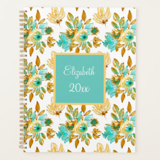Turquoise & Or Floral Personnalisé