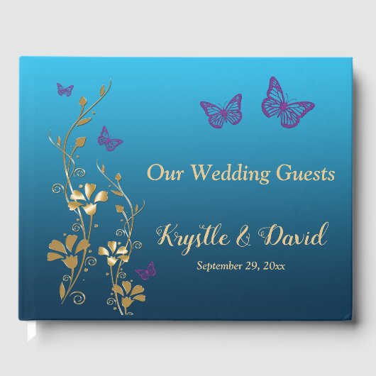 Turquoise, Or, Floral Violet, Papillons Livre d'or (Recto)