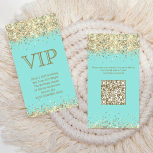 Turquoise & Or   Mini VIP Invitation d'anniversair