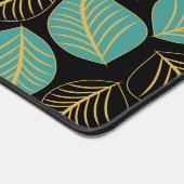 Turquoise or vert large feuille motif sur noir (Coin)